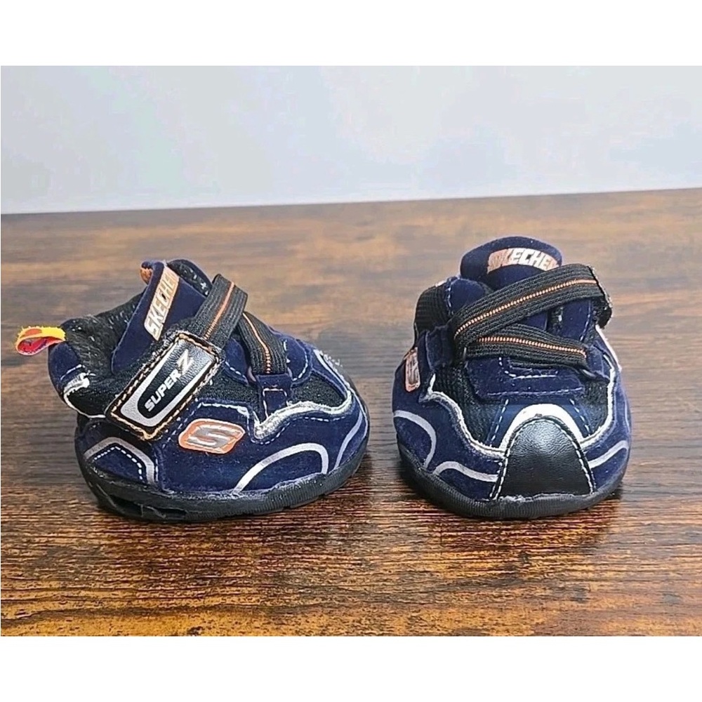 Build A Bear Shoes Skechers Super Z Blue Black Silver Orange Sneakers BABW RARE